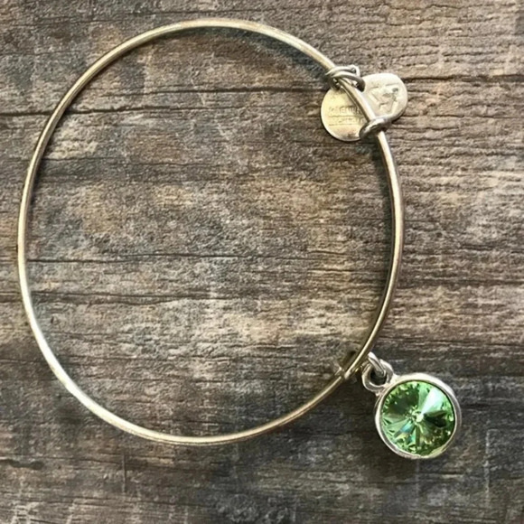 Silver Alex & Ani Green Peridot Bracelet - Picture 1 of 2